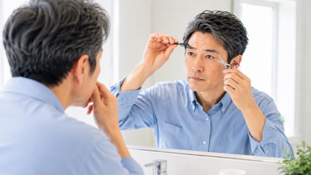 自宅で眉毛の手入れ
