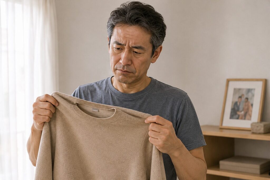 まだ着られる?古い服を捨てられないおじさん